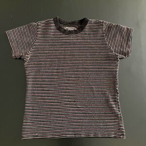 Big Bud Press Striped Short Sleeve Tee - Pink, Green, and Brown Stripes
